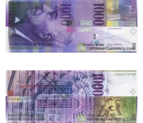 Nota de 1.000 Francos - 1998 até 2016
